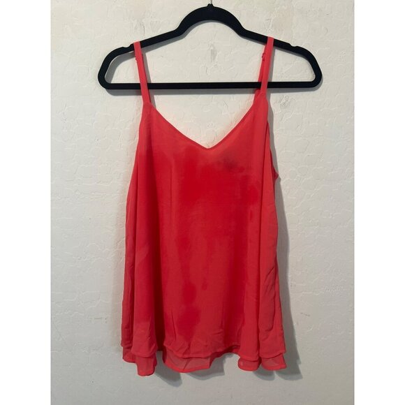 Torrid 00 (US 10 M/L) Coral Orange Cami Blouse Spaghetti Straps Double Layer - Picture 1 of 6